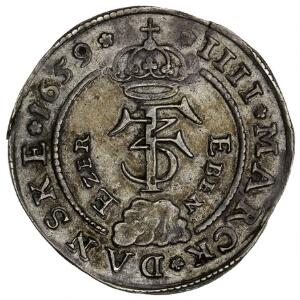 4 mark  krone 1659 Eben Ezer, H 100A, S 33, Aagaard 76.1, blanketfejl