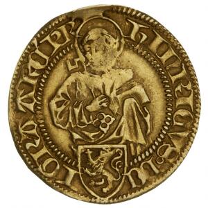 Bremen, Bistum Bremen, Heinrich III 1466-1496, Goldgulden ND, 3.45 g,  Jungk 50, flan crack on obverse