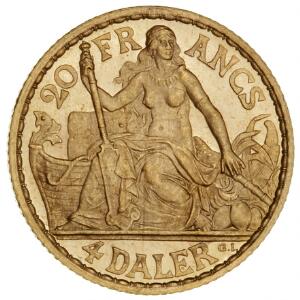 Christian IX, 20 francs  4 daler 1905, H 30, F 2 - pragteksemplar  choice