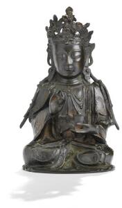 Dhyanasana Guanyin af bronze. Kina. H. 38 cm.