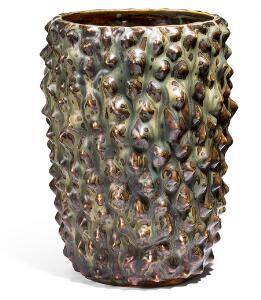 Axel Salto Vase af stentøj modelleret i knoppet stil. Dekoreret med sung glasur. Salto, Kgl. P. H. 26,5.