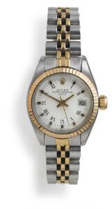 Rolex Damearmbåndsur af guld og stål. Model Oyster Perpetual Date, ref. 6917. Automatisk værk med dato. Ca. 1981.