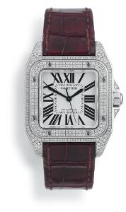 Cartier Diamant damearmbåndsur af 18 kt. hvidguld. Model Santos 100. Automatisk værk. 2000erne.