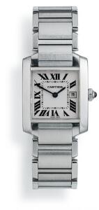 Cartier Damearmbåndsur af stål. Model Tank Francaise Midsize. Quartz. 2000.