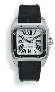 Cartier Damearmbåndsur af stål. Model Santos 100. Automatisk værk. 2010.