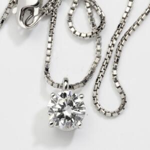 Halskæde med diamantvedhæng af 18 kt. hvidguld prydet med brillantslebet diamant på ca. 0.60 ct. L. ca. 40 cm. Ca. 2008.