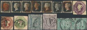 1840-1985. Collection in a Schaubek-album starting with 7 one penny blacks, better  Victoria incl. high values and others  part of Levant.