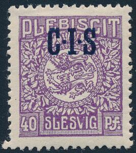 1920. Tjeneste. C.I.S. 40 Pf. violet. Variant AFKORTET V I SLESVIG. Postfrisk. Michel 9 II EURO 1500. Attest KPK.