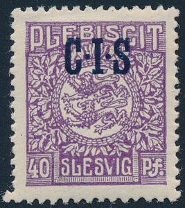 1920. Tjeneste. C.I.S. 40 Pf. violet. Variant AFKORTET V I SLESVIG. Postfrisk. Michel 9 II EURO 1500. Attest KPK.