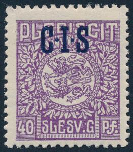 1920. Tjeneste. C.I.S. 40 Pf. violet. Variant SLESV.G. Postfrisk. AFA 10000. Attest KPK.