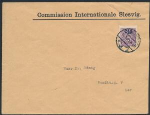 1920. Tjeneste. C.I.S. 40 Pf. violet. Single på brev fra FLENSBURG 14.3.20. Sjælden forsendelse.