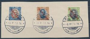 1933. Hópflug Italia. 1-10 Kr. Komplet sæt stemplet på pænt brevklip med retvendte stempler REYKJAVIK 9.VI.33. Facit 43500. Attest Nielsen.