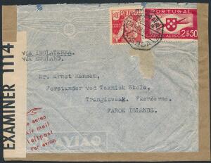 1942. Brev fra Lisabon, Portugal til Trangisvaag 28.4.42. Afsender VIGGO BECKMANN - P.O.BOX 164. Særdeles sjældent brev