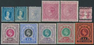 Natal. 1859-1908. Good older collection on albumpages with many better classic stamps and high values. Please inspect