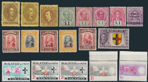 Sarawak. 1869-1979. Good, well-filled mostly unused collection on albumpages with many better stamps, complete sets and high values and scarce . Please inspect