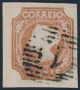 1853. Maria II, 5 R. brown. Lightly used with numeral 1. Michel EURO 1200