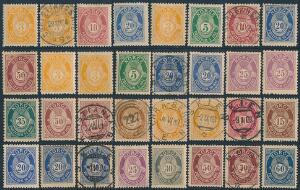 1893-1908. Posthorn. Special-samling Posthorn, smukt opsat på plancher i ringbind med mærker i antal. Samlet både stemplet, ubrugt, i parstriber og med forsend