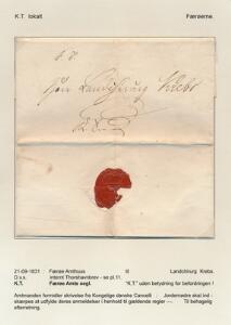 1831. Tjenestebrev sendt lokalt i Thorshavn. Fuldt indhold dateret Færøe Amtshus i Thorshavn den 21. September 1831