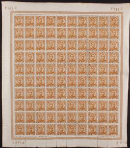 1920. Chr. X, 3 aur, brungul. Postfriskt helark med marg.nr. 143-Z. Facit 30.000