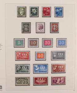 1850-2010. Well-filled collection in 4 luxury Safe-albums  3 stockbooks with many better stamps, sets and minisheets including Naba-block, Pro Patria 1936 in l