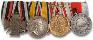 Germany  Austria, WW I commemorative bar of four medals incl., Schleswig-Holstein, Ernst Günther, silver medal