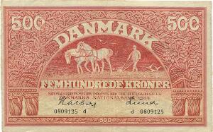 500 kr 1945, nr. 0809125, Halberg  Lund, Sieg 127, DOP 136, Pick 41
