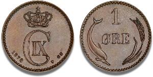 1 øre 1876 CS, H 19A