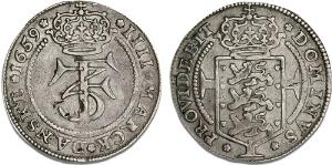 4 mark  krone 1659, H 95A, Aagaard 71.2