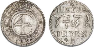 20 skilling 1644, H 146, Sieg 72.2 - smuk sølvstøbning af den sjældne prøvemønt af Hebræertype