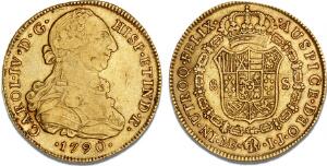 Charles IV, 1788 - 1808, 8 Escudos 1790, Lima Mint, 26.82 g