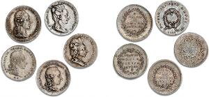 Kongefamilien 1782, Enhörning, Ag, 19 mm, samlet vægt 17,7 g, Jetons med forbillede i de romerske denarer, G 535 - 539. 5