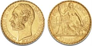 Christian IX, 50 francs  10 daler 1904, H 29, F 1, ridser og små ar
