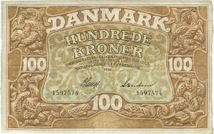 100 kr 1930, nr. 1597574, V. Lange  Svendsen, Sieg 110, DOP 121, Pick 28