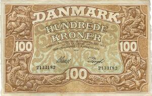 100 kr 1932, nr. 2133182, V. Lange  Pugh, Sieg 110, DOP 121, Pick 28