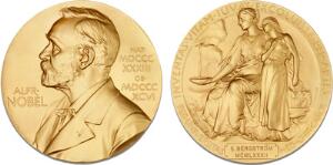 Nobel prize medal awarded to the Swedish biochemist Sune Bergström in 1982. Modeled by Erik Lindberg. 66 mm, 176.9 g, 18 kt 0.750, Au - in original box