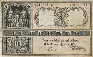 10 kr 1911 E, nr. 9712611, V. Lange  , Sieg 95, Pick 7