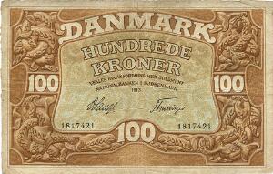100 kr 1912, Nr. 1817421, V. Lange  Thalbitzer, Sieg 109, DOP 116, Pick 23