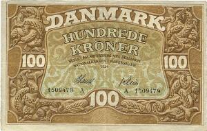 100 kr 1924 A, Nr. 1509479, V. Lange  Klein, Sieg 109, DOP 116, Pick 23