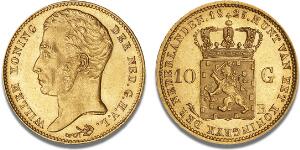 Willem I, 1813 - 1840, 10 Gulden 1825, Bruxelles, F 329, Schulman 191