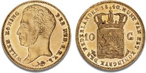 Willem I, 1813 - 1840, 10 Gulden 1840, Utrecht, F 327, Schulman 189