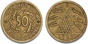 50 Reichspfennig 1925 E Muldenhutten, KM 41 - rare