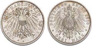 Lübeck, 3 Mark 1910, J. 82, KM 215