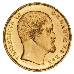 2 Frederik dor 1859, H 1C, S 1, kabinetstykke i medaillepræg. Sjælden i denne kvalitet