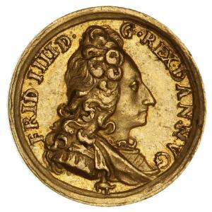 Kongen og dronning Louise, guldmedaillette, u. år, G 349, 12 mm, 1,55 g