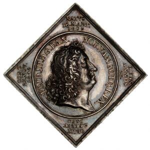 Frederik IIIs død, 1670, Meybusch, G 167, 35 x 35 mm, 28,4 g, smukt patineret