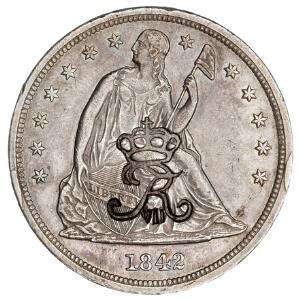 Frederik VII, 1 dollar 1842, H 24, ex. BR 041971 lot 1482, ex. Lerche lot 1149