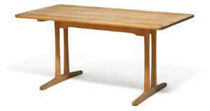 Børge Mogensen Shakerbord. Rektangulært spisebord af masiv fyr opsat på shakerstel. Prototype.