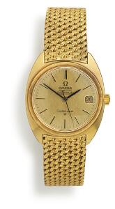 Omega Herrearmbåndsur af 18 kt. guld. Model Constellation, ref. BA 368.836. Chronometer certificeret automatisk værk med dato. 1969.