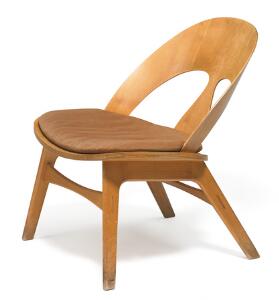Børge Mogensen Skalstol med stel samt formbøjet, lamineret sæde og ryg af birk og arhorn. Prototype.