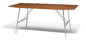 Børge Mogensen Spise-arbejdsbord med top af teak. Opsat på sammenklappeligt stel af stål. Formgivet 1954. Udført hos Søborg Møbler.